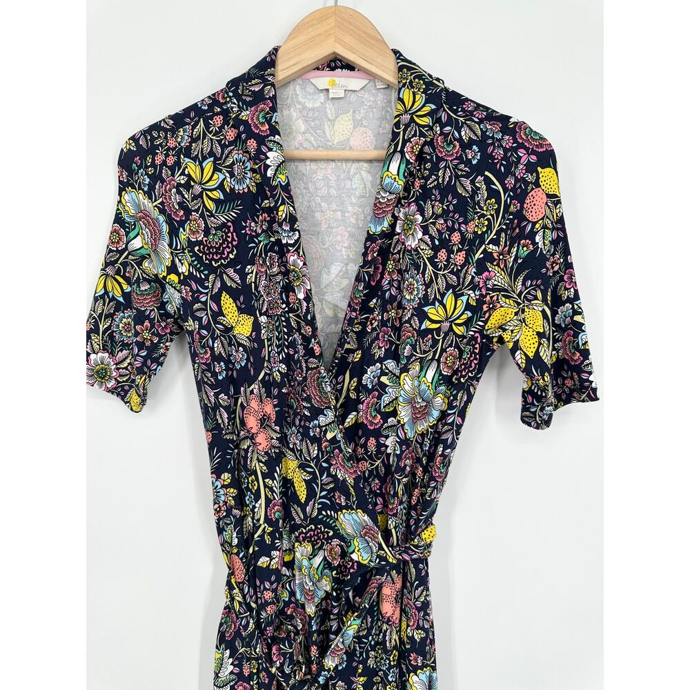 Boden Lavinia Jersey Wrap Dress Floral Print Short Sleeve Midi Tropic Meadow - Picture 3 of 12